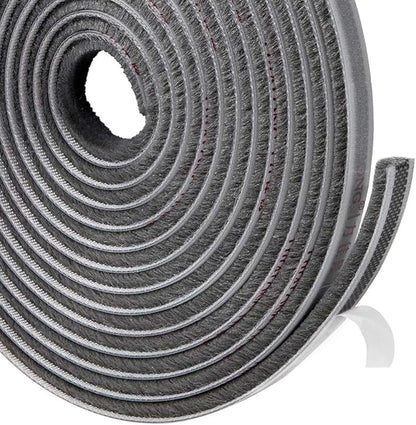 TORRAMI Felt Pile Weather Stripping 11/32 inch x 3/16 inch x 16 ft, Sliding Windows and Door Frame Side Brush Seal, Draft Stopper Soundproofing, Grey