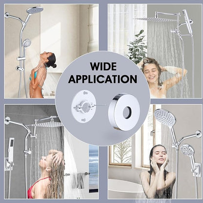 10 Inch Shower Arm with Flange and Stabilizer Bracket, Wall Mounted Shower Pipe Arm 304 Stainless Steel For Fixed Shower Head & Handheld Showerhead, Chrome