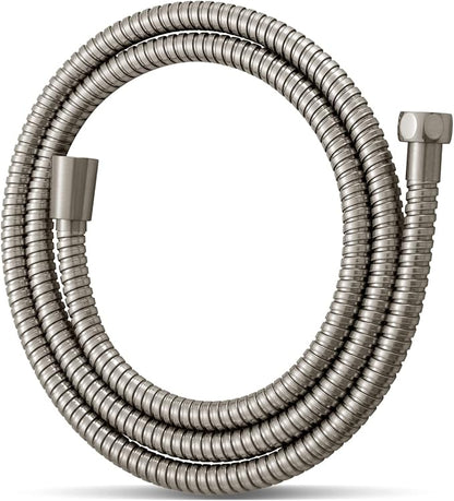OFFO Shower Hose, Brushed Nickel 48 in Kink Free Stainless Steel Shower Hose Attachment Electroplating Handheld Shower Head Hose Flex Hoses Extension with Brass Insert & Nut for Pet Bathing Cleaning