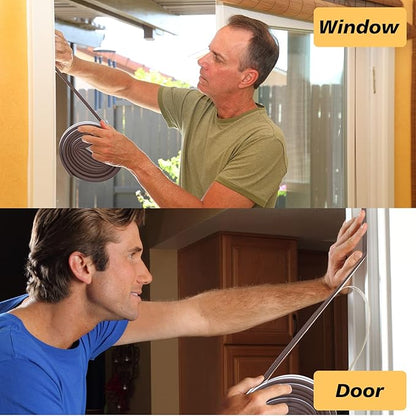 SUNMON Door Seal D-Type Strip Weather Stripping Self Adhesive Foam for Doors and Windows, Soundproofing Weatherstrip Gap Collision Avoidance (Brown)