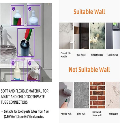 No-Drill Wall Mounted Toothbrush Holder, Bathroom Shelf, with Automatic Toothpaste Dispensers 4 Brush Hooks 2 Magnetic Cups 1 Cosmetic Drawer Organizer and Large Storage (1 Dispenser 2 Cups)