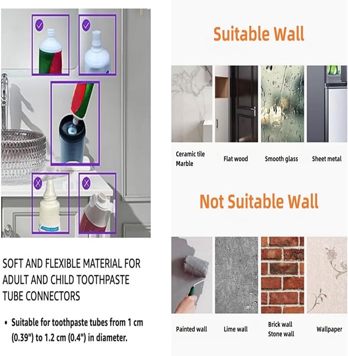 No-Drill Wall Mounted Toothbrush Holder, Bathroom Shelf, with Automatic Toothpaste Dispensers 6 Brush Hooks Magnetic Cups 1 Cosmetic Drawer Organizer and Large Storage (2 Dispensers 2 Cups)