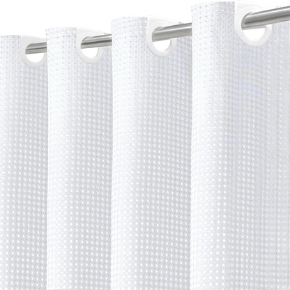 Inhousolu No Hook Waffle Weave Shower Curtain with Removable Snap in Fabric Liner Set for Bathroom, 230 GSM Heavy Duty, Water Repellent Washable Bath Curtains (White, 72" W x 78" L(Pack of 1))