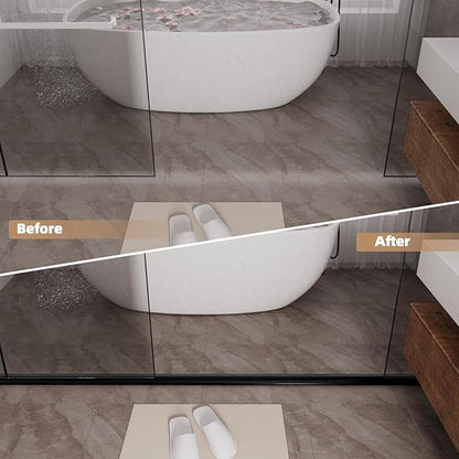 78” Black Shower Threshold Water Dam Stopper for Dry and Wet Separation,Self Adhesive Collapsible Walk in Shower Splash Guard Seal Strip, Silicone Sink Edge Water Barrrier for Bathroom and Kitchen