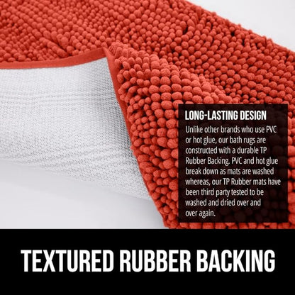GORILLA GRIP Bath Rug Mat 60x24, Thick Soft Absorbent Chenille, Quick Dry Microfiber Mats, Rubber Backing, Machine Washable Shower Floor Rugs, Bathmat Runner, Bathroom Decor Accessories Sunset Orange