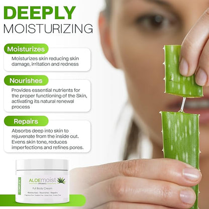 Organic Aloe Vera Lotion - Face & Body Moisturizing Cream with Natural Aloe Vera, Vitamin E Oil, Vitamin C, Retinol Cream, Shea Butter – Anti Aging Face Moisturizer for Women, Dry Skin (4 oz)