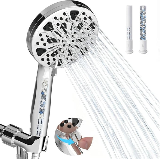 High Pressure Handheld Shower Head, 5" Large 10-Mode Filtered Showerhead with 59" Stainless Steel Hose, Hard Water Filter, Detachable Sprayer for Bathroom, Tile Cleaning & Pet Bathing