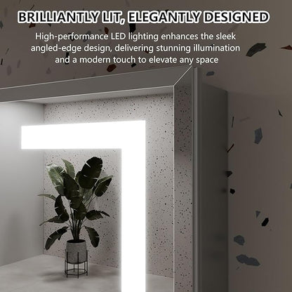 GroGro LED Lighted Bathroom Medicine Cabinet with Mirror, 36" W x 24" H Beveled Edge Medicine Cabinet with Lights,Surface or Recessed Mounting,Defog,Dimming,3-Color Temperature Adjustment