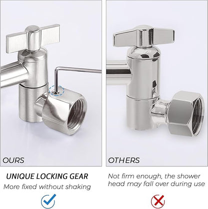 G-Promise All Metal 12 Inches Rainfall Shower Head with Handheld Spray Combo, 3 Settings Diverter, Adjustable Extension Arm with Lock Joints, 71 Inches Stainless Steel Hose (Brushed Nickel)