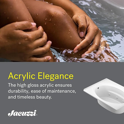 Jacuzzi SIGNATURE Acrylic Drop-In Bathtub, Heated Jet Massage Tub, Slip Resistant, Left Drain Placement, 72" (L) x 42" (W), Oval In Rectangle, Oyster