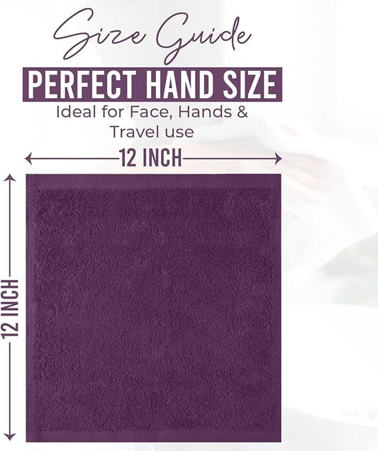 DAN RIVER 12 Pack Wash Cloths for Showering [12x12] - 100% Cotton Washcloths Premium Quality Flannel Face Cloths for Bathroom, Highly Absorbent and Soft Feel Wash Clothes, Purple Passion