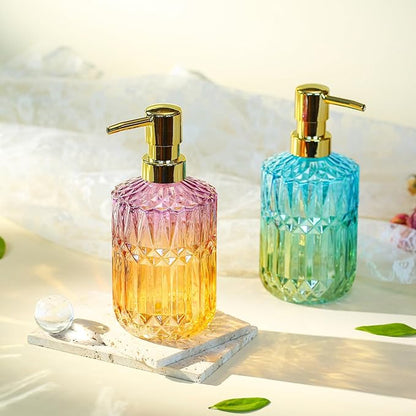 Soap Dispenser with Pump, Refillable Liquid Hand Soap Dish Soap Dispensers for Bathroom Counter, Kitchen Sink (PurpleOrange)