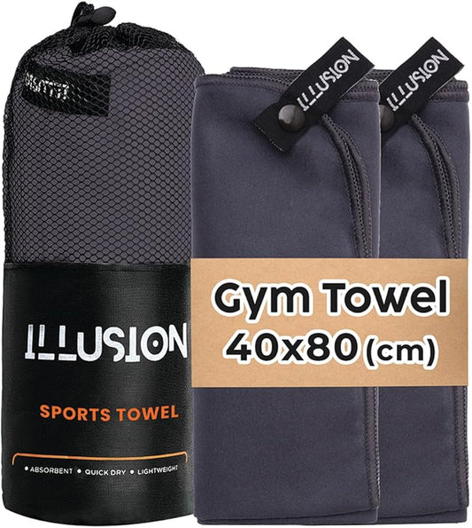 illusion Small Microfiber Gym Towels for Men and Women Active Sports (32" L x 16''W)-Lightweight Quick Dry Gym Towel for Sweat-Workout Towels Ideal for Yoga, Camping, Running, and Outdoor Activities