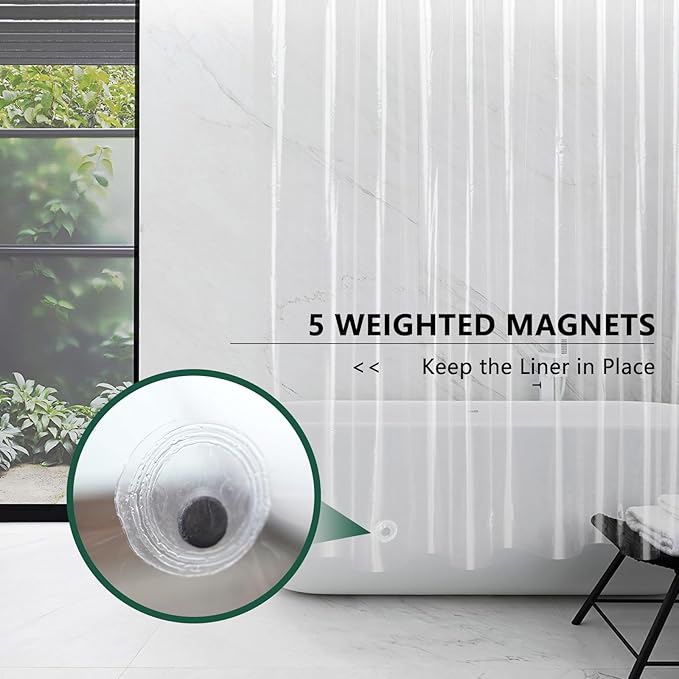 AooHome Extra Long Clear Plastic Shower Curtain Liner, 72x84 Premium Light Weight EVA Bathroom Shower Liner with Rustproof Metal Grommets and 5 Magnets for Shower Stall, Bathtubs(No Hooks)