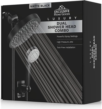Shower Head With Handheld Combo, 6 Inch High Pressure Rainfall Showerhead With Hand Held 70 Inch Hose for Bath - Adjustable Swivel Shower Head Spray Anti-leak Nozzles - Universal Fit