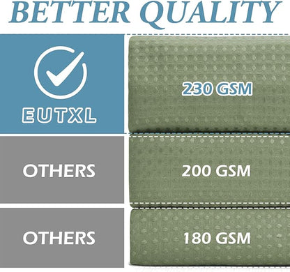 Sage Green Stall Hotel Shower Curtain - 230GSM Waffle Textured Heavy Duty Thick Fabric Shower Curtains for Bathroom,54W x 80H