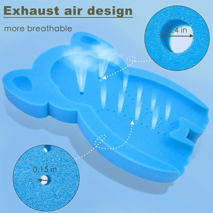 Soft Infant Bath Sponge Elephant Baby Bath Mat Newborn Comfy Foam Skid-Proof Cushion (Blue 1Set)