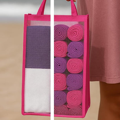 SOULMARK 100% Cotton Turkish Beach Towel with Bag - 38"x71" - 6 Pack - Made in Green & Oeko TEX Certified - Pre-Washed & Sand Free - Quick Dry and Lightweight for Travel - Made in Turkey - Mint Green