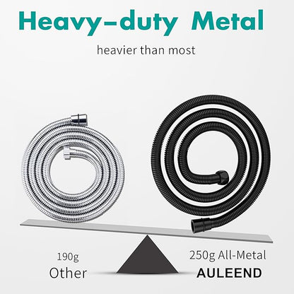 AULEEND，59 inch，encrypted shower hose 304 stainless steel metal - Extra long shower hose -（Universal Connection G 1/2" x 1/2")（Matte Black）