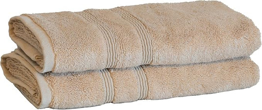 Mosobam Luxury Turkish Set of 2 Hand Towels 16X30 Light Taupe 700 GSM Bamboo Viscose & Aegean Turkish Combed Cotton