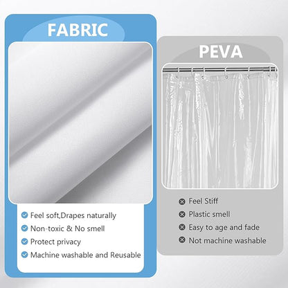 120GSM Ultimate Waterproof Fabric Shower Curtain Liner - TPU Lamination Technology with 3 Magnets,Machine Washable,71x78 Inch Soft Cloth Shower Curtain or Shower Liner,for Bathroom(White)