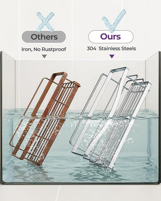ODesign Shower Caddy 3 Pack-Shower Organizer Shelves Rack Rustproof SUS304 Stainless Steel for Bathroom Storage&Kitchen-No Drilling Adhesive Shower Caddy Shelf Dorm Room Essentials-Silver