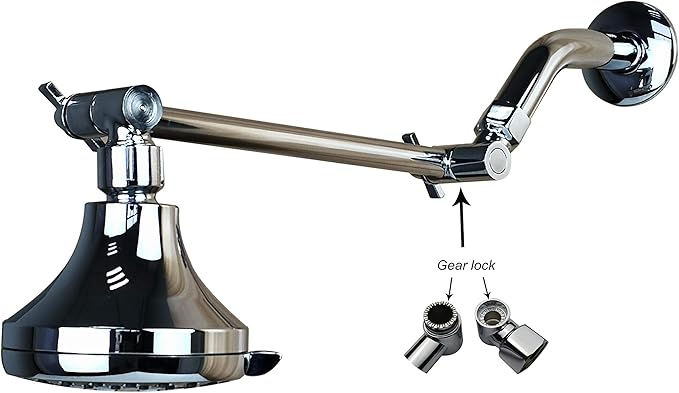 8 Inch Shower Head Extension Arm Chrome.Solid Brass Adjustable Shower Arm Extension. Lower Or Raise Any Rain Or Handheld Showerhead To Your Height & Angle – Universal Connection