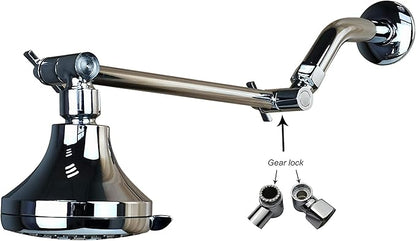 8 Inch Shower Head Extension Arm Chrome.Solid Brass Adjustable Shower Arm Extension. Lower Or Raise Any Rain Or Handheld Showerhead To Your Height & Angle – Universal Connection