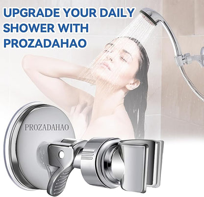 Adjustable Shower Head Holder, Bathroom Suction Cup Handheld Shower Head Bracket, Removable Wall Mounted Suction Bracket (Silver-1)