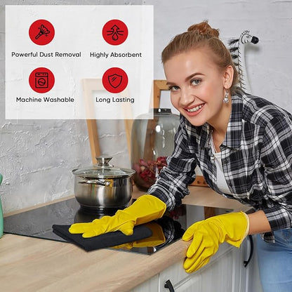 AIDEA Microfiber Cleaning Cloth 12 Pack, Microfiber Towels for Cars, Soft & Absorbent Cleaning Rags, Premium Lint Free Shop Towels for House, Kitchen, Car, 12inx16in, Black
