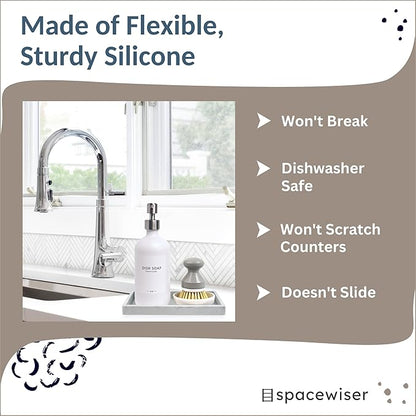 Countertop and Vanity Tray - 2 PC Small 7.7" Silicone Bathroom Trays, Kitchen Soap Tray, Dish Sponge Soap Holder Kitchen Sink Organizer Caddy, Bathroom Counter Trays for Lotion Dispenser