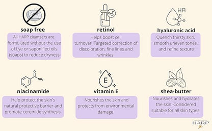 HARP Anti-Aging Body Wash Bar With Retinol + Niacinamide, Vitamin E, Hyaluronic Acid. 100% Syndet Base. Soap/Lye-Free and FRAGRANCE FREE (3-Pack, Anti-Aging Serum)