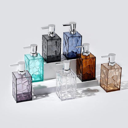 Hand Soap Dispenser, Clear Acrylic Plastic Liquid Pump Bottles Refillable Lotion Dispenser for Bathroom Decor Kitchen College Dorm, Teal