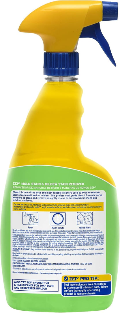 Zep Mold Stain and Mildew Stain Remover - 32 oz (Pack of 12) - ZUMILDEW32 - Experience the Power of our Professional Strength No-Scrub Formula