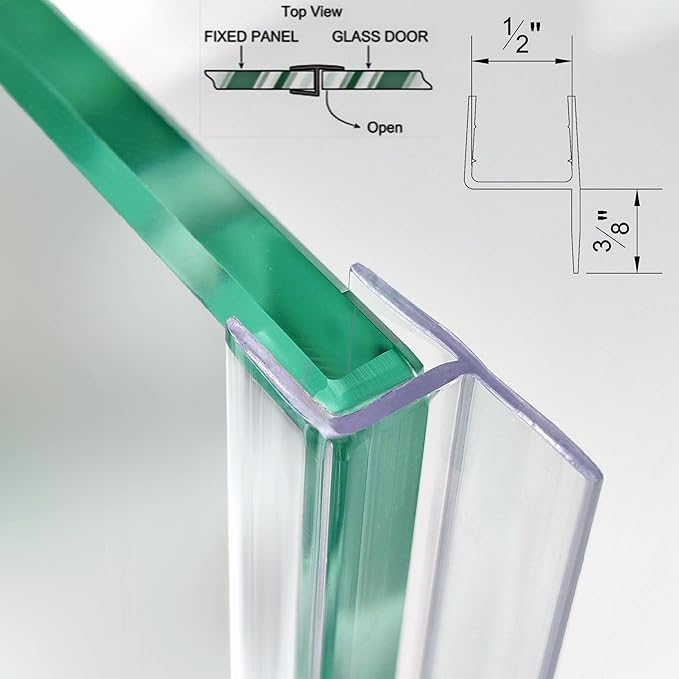 Shower Door Seal Strip Kit 3 Packs, 2 PCS 84" Shower Door Side Seals and 1 PC 36" Shower Door Sweep Bottom Seal for 1/2" (12mm) Thick Glass Shower Door Polycarbonate