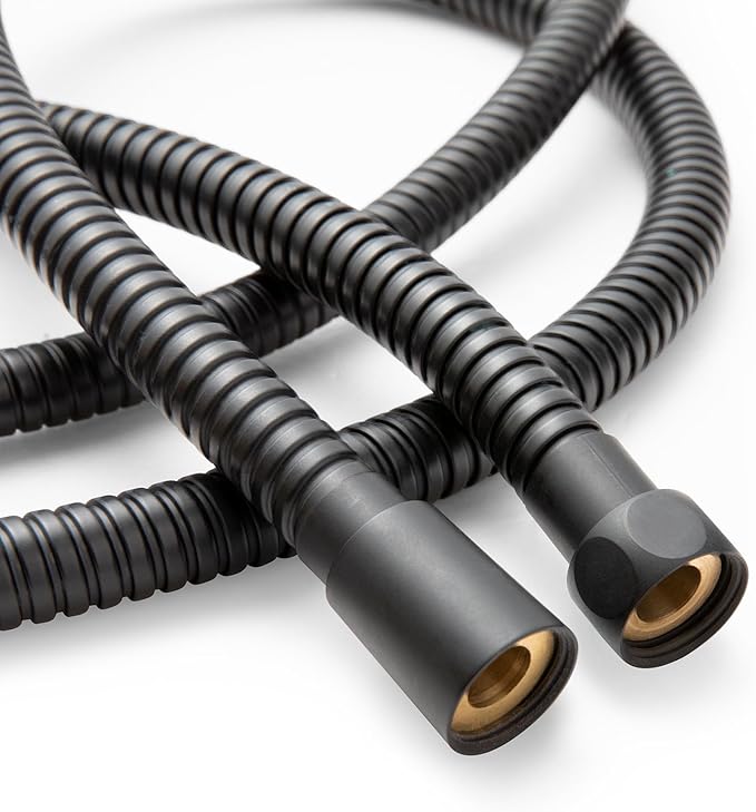 OFFO Shower Hose High Flow 0.43” Large Bore, 80 in Kink Free Stainless Steel Shower Head Hose Replacement G1/2”, Leak-proof Extra Long Flex Handheld for Pet Bathing Cleaning, Matte Black