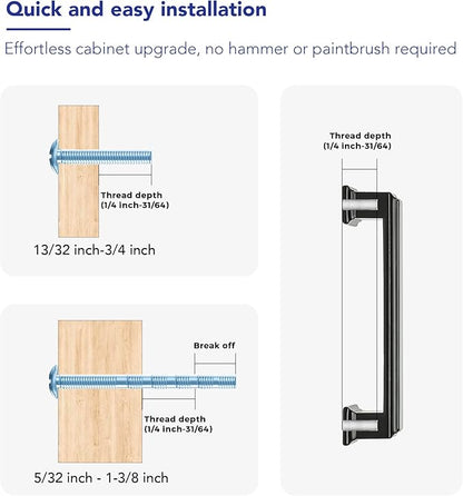 Ravinte Hardware 10 Pack Matte Black Cabinet Pulls, 10 Inch (256mm) Hole Center Zinc Alloy Drawer Handles for Kitchen Cabinets, Cupboards, Dressers, Square Solid Metal Hardware