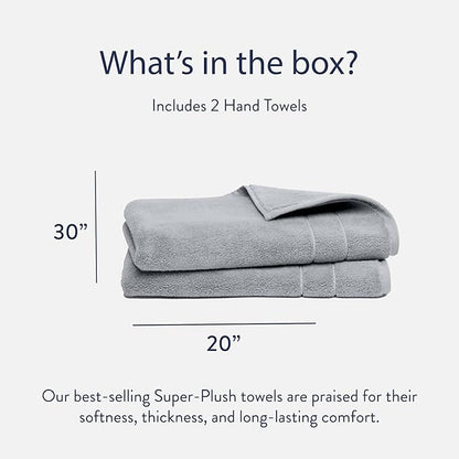 Brooklinen Super-Plush Turkish Cotton Hand Towels - Set of 2 - Cotton, 820 GSM, Highly Absorbent, Machine Washable, Perfect for Home & Bathroom (20" x 30", Smoke Grey)