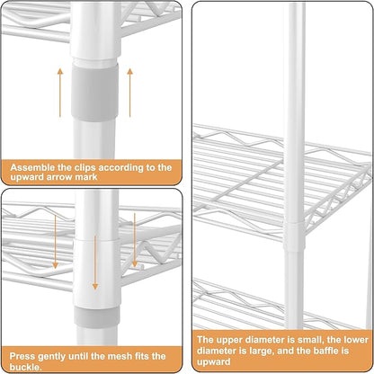 HOMEFORT 6-Tier Wire Shelving, 6 Shelves Unit Metal Storage Rack, Durable Organizer, Perfect for Pantry Closet Kitchen Laundry Organization (White)