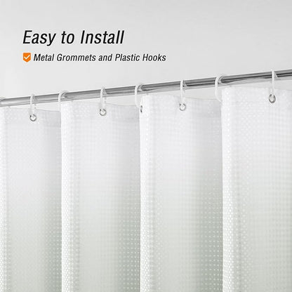 Gibelle Long Shower Curtain 72 x 78, Tall Sage Green Ombre, Waffle Weave Fabric, Water Repellent, Machine Washable