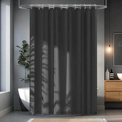 Charcoal Grey Waterproof Fabric Shower Curtain Liner with 3 Large Magnets, Washable Cloth Shower Liner Carbon Grey, 72 x 72 inch Lightweight Bathroom Shower Curtain Dark Gray