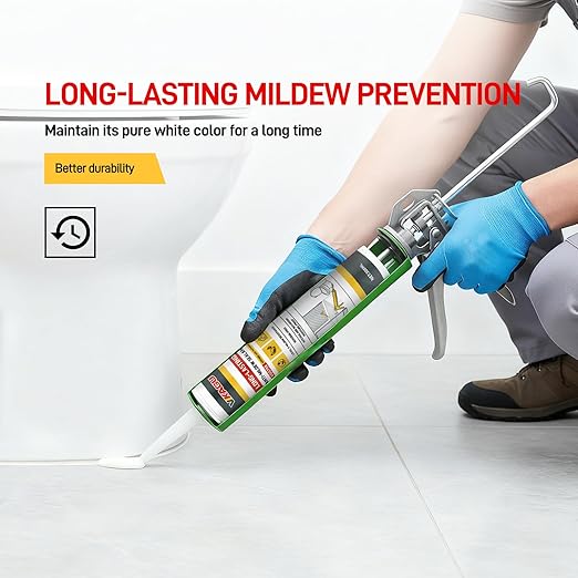 VGS 798Professional Silicone Sealant Caulk 10.15 Oz Cartridge, 12 Pack - for Kitchen & Bathroom, Clear, 100% Waterproof Silicone Sealant,Shrink & Crack Proof