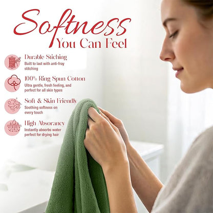RIVERSIDE 12 Pack Washcloths - 12x12 Inches, 400 GSM, 100% Ring-Spun Cotton - Soft, Absorbent & Durable Face and Body Towels - for Bathroom, Spa, Gym, Makeup Removal & Everyday Use - Sage Green