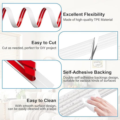 20FT Flexible Wall Corner Protector Moulding Trim, Peel and Stick Inside & Outside Wall Corner Guards Edge Protector,Self Adhesive Molding Trim Strip for Edge Ceiling