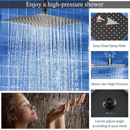 Shower Faucet Set Oil Rubbed Bronze Shower System, Knob Switch Diverter Shower Faucet with High Pressure Handheld Spray, Ceiling Mount 10 Inch Shower Head with 6 Inch Wall Mount Shower Head