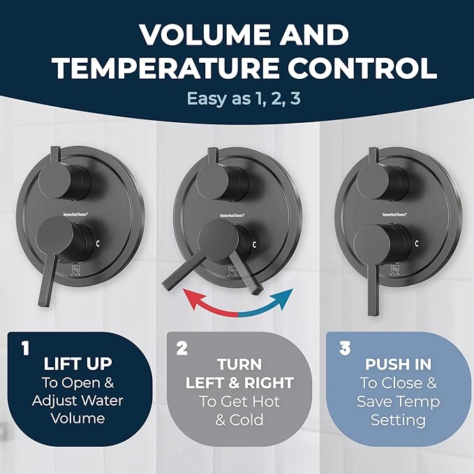 HammerHead Showers Solid Metal Shower Valve and Trim Kit, Two-Handle Volume and Temperature Control with Integrated Diverter, Pressure Balance Rough-In Valve Included, Oil Rubbed Bronze