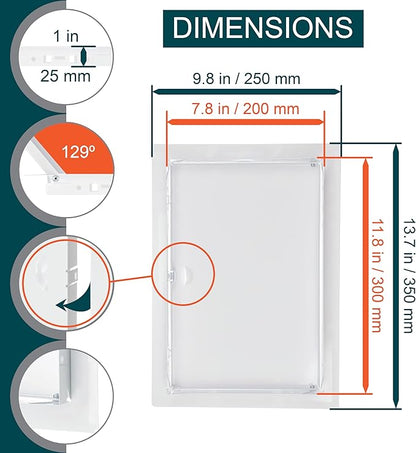 8" x 12" White Metal Access Panel. Service Shaft Door Panel. Plumbing, Electricity, Heating, Alarm Wall Access Panel for Drywall. Bathroom Services Access Hole Cover.