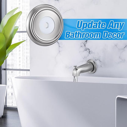 Dreyoo Metal Tub Spout Cover Ring, Bathtub Spout Trim Plate Ring with 1 Pcs Foam Gasket, 1-1/2 Inch ID and 3-5/8 Inch OD(Brushed Nickel)