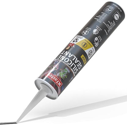 XFasten Silicone Sealant Waterproof Black Cartridge, 10.1 oz (Single Pack) Black Caulking Silicone Adhesive Sealant Cartridge for RV, General Use, Window, Door, Glass, Automotive Leak Sealing