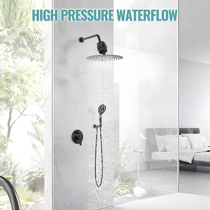 SunCleanse Shower System - 12 Inch Dual Filtered Rainfall Shower Head Combo- High Pressure 3 Spray Mode Showerhead-Included Rough in Valve and Trim Kit, Oil Rubbed Bronze